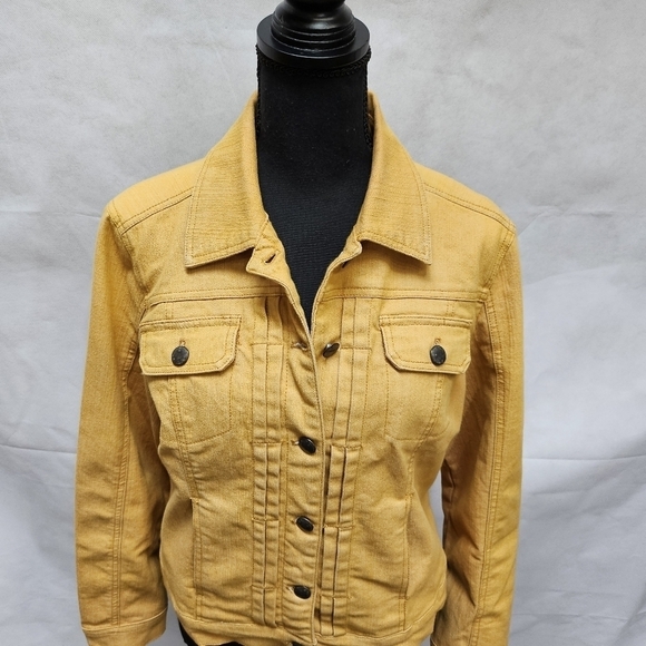 Dressbarn Mustard Yellow Button Up Jean Denim Jacket Size M - Picture 5 of 7